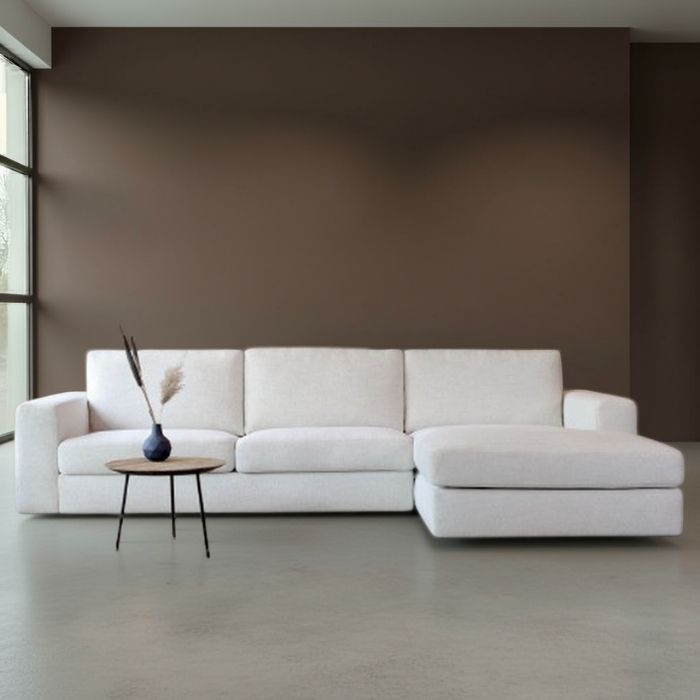 Witte hoekbank in stof