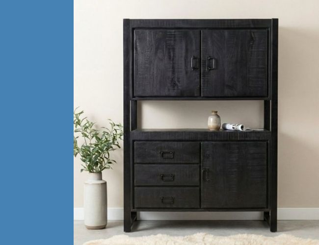 Weekaanbieding zwarte mangohouten kast